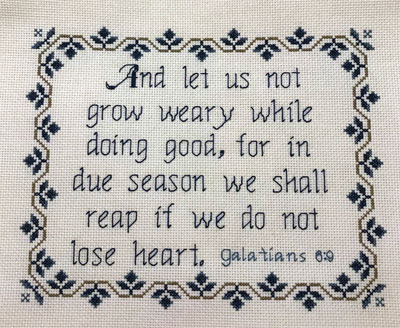 Not Grow Weary stitched by Trish Estes